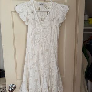 Sandro Paris (Bloomingdale’s) White Floral Lace Midi Dress